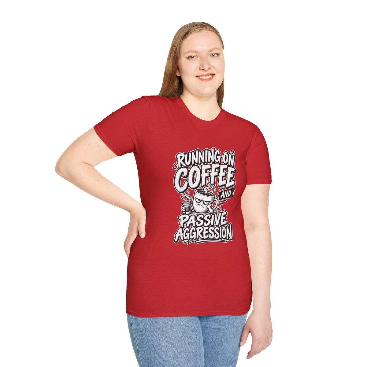 Funny Dark Humor Tshirt — Funny Office Tshirt Dark Humor Graphic Tee Unique Coworker Gift  RUNNING ON COFFEE AND PASSIVE AGGRESSION Shirt