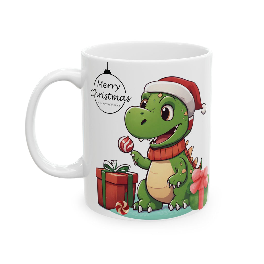 Christmas Mug Cute Dinosaur Mug Ceramic Mug Gift Kid Holiday Funny Mug Dino Cup