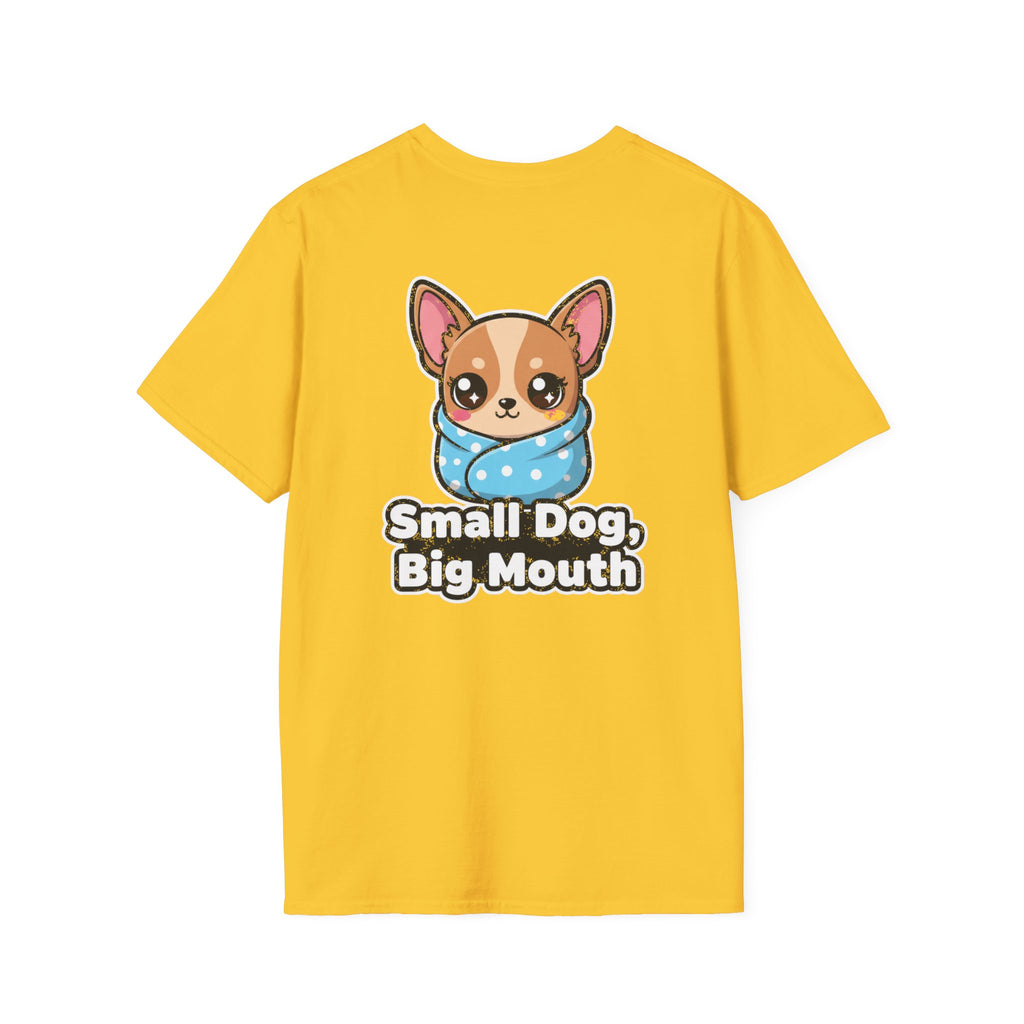 Cute Chihuahua Shirt Small Dog, Big Mouth Funny Dog Lover Unisex Softstyle Tee Gift