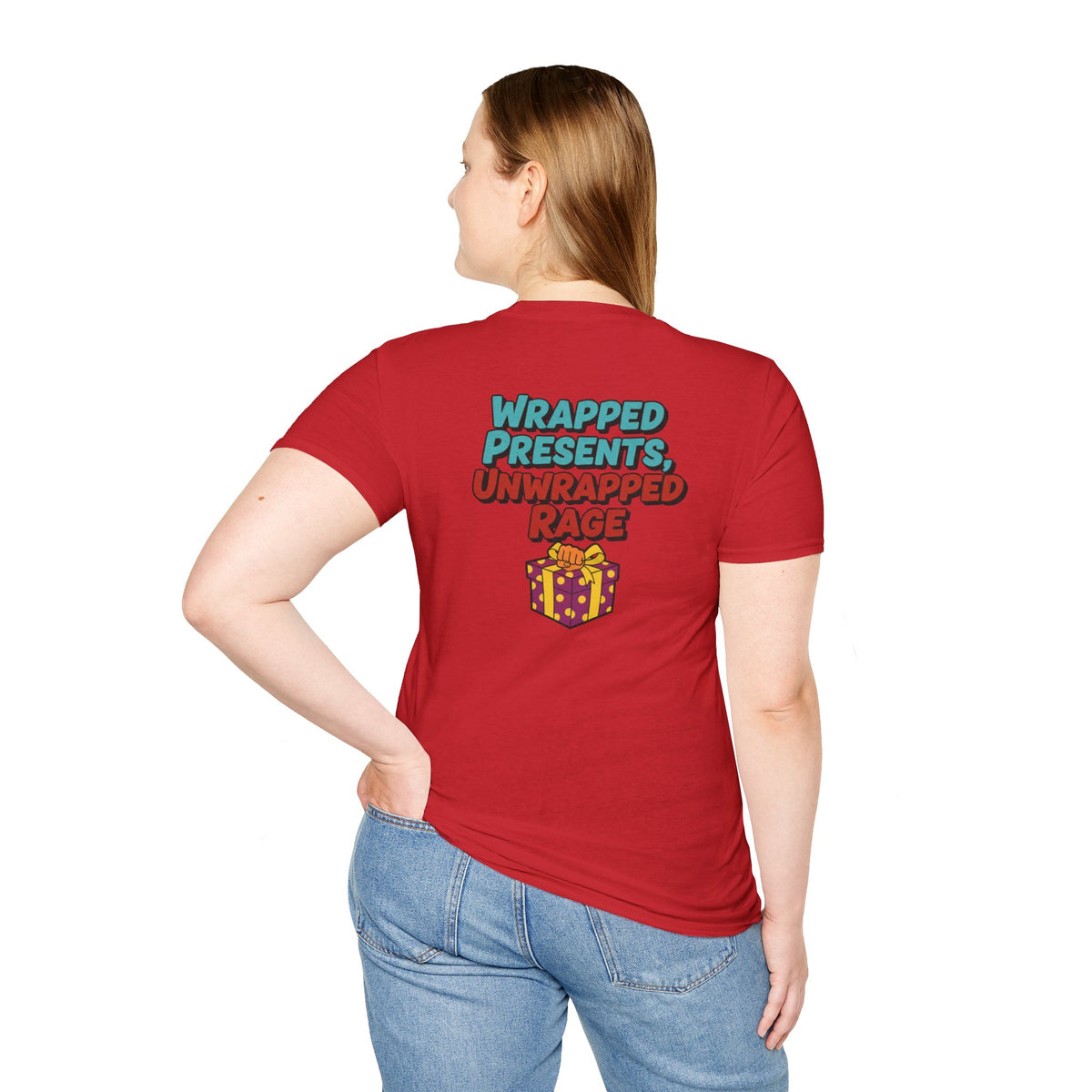 Dark Humor Christmas Shirt Wrapped Presents Unwrapped Rage Funny Sarcastic Unisex Softstyle Tee Adult Christmas Gift