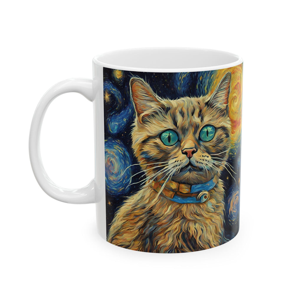 Cat For Mom Lover Van Gogh Art Funny Coffee Tea Ceramic Mug Office Work Cup Gift