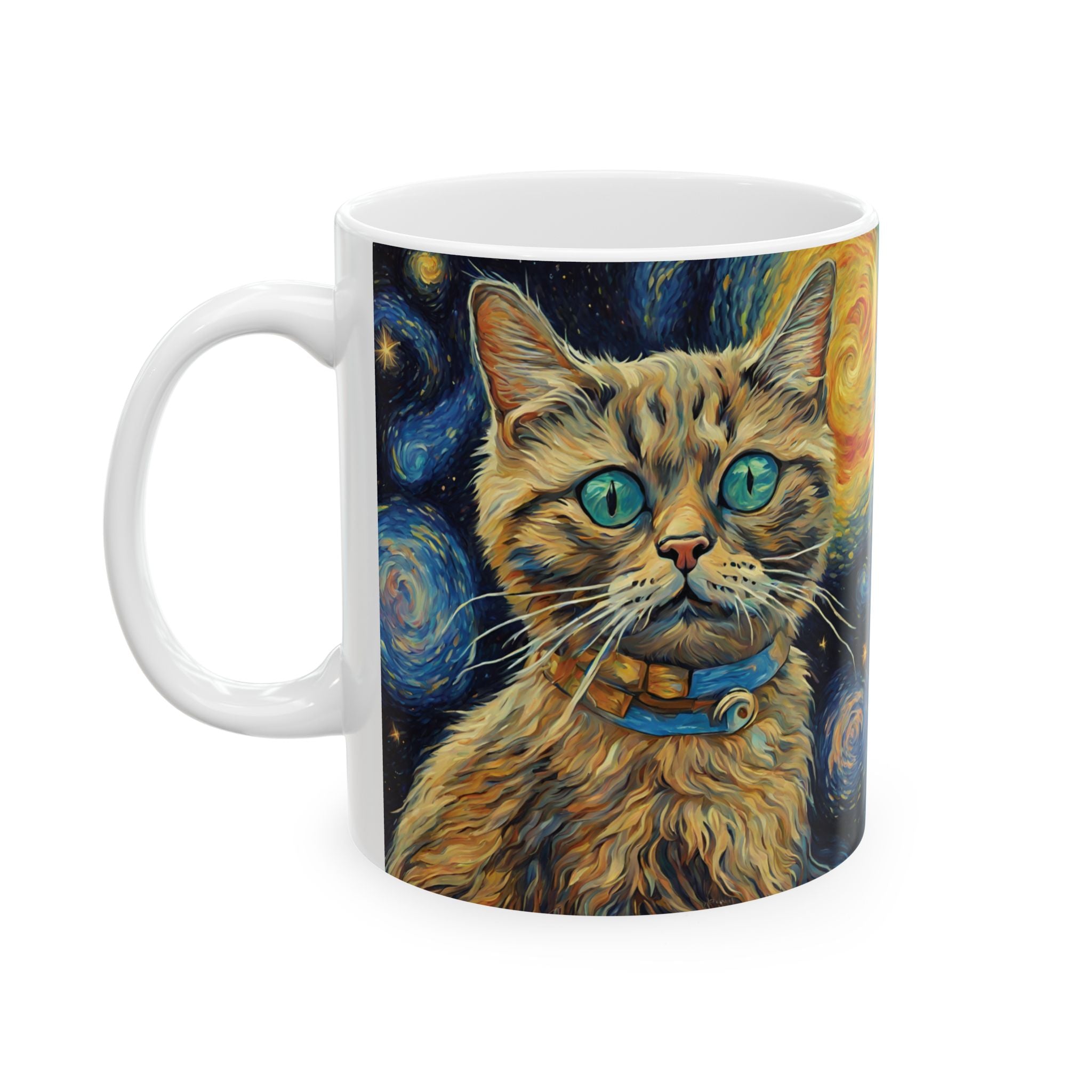 Cat For Mom Lover Van Gogh Art Funny Coffee Tea Ceramic Mug Office Work Cup Gift