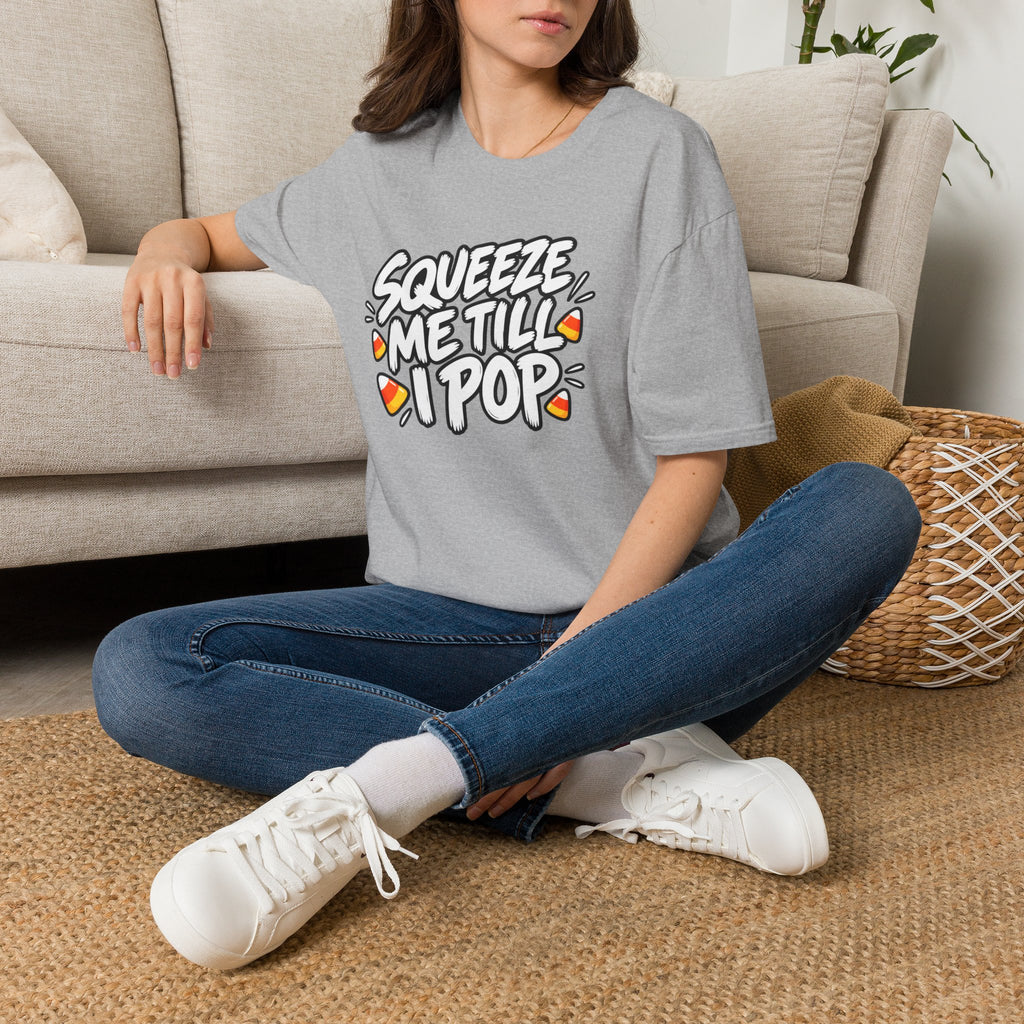 Funny Halloween Shirt Squeeze Me Till I Pop Candy Corn Novelty Tee Graphic T-Shirt