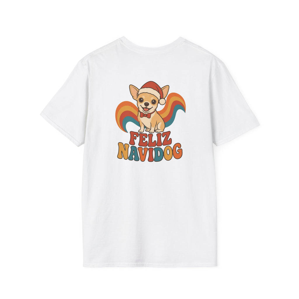 Retro Christmas Dog T-Shirt Feliz Navidog Vintage Dog Lover Shirt Unisex Softstyle Tee Christmas Gift