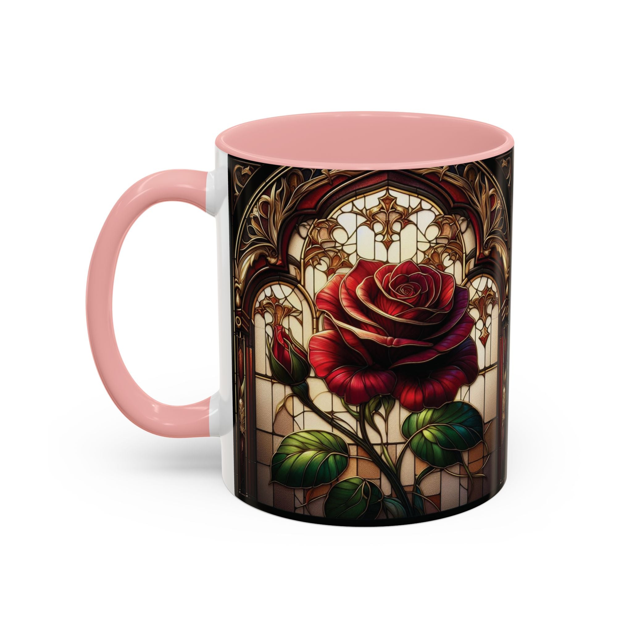 Rose Accent Coffee Mug Red Pink Ceramic Tea Cup Love Unique Valentine's Gift New