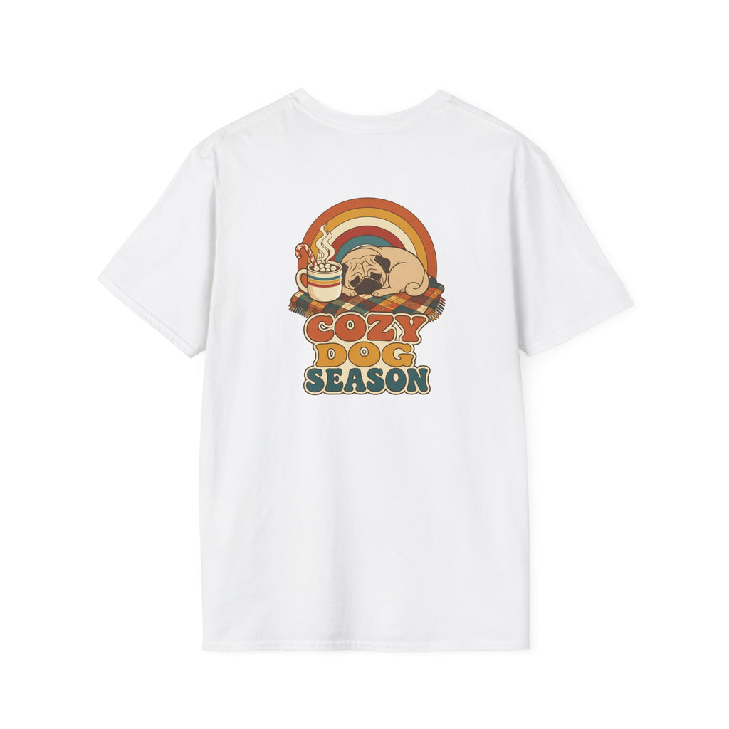 Retro Christmas Dog T-Shirt Cozy Dog Season Vintage Dog Lover Shirt Unisex Softstyle Tee Christmas Gift