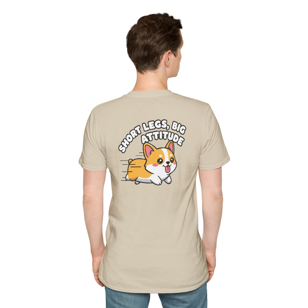 Cute Corgi Shirt Short Legs, Big Attitude Funny Dog Lover Unisex Softstyle Tee Gift