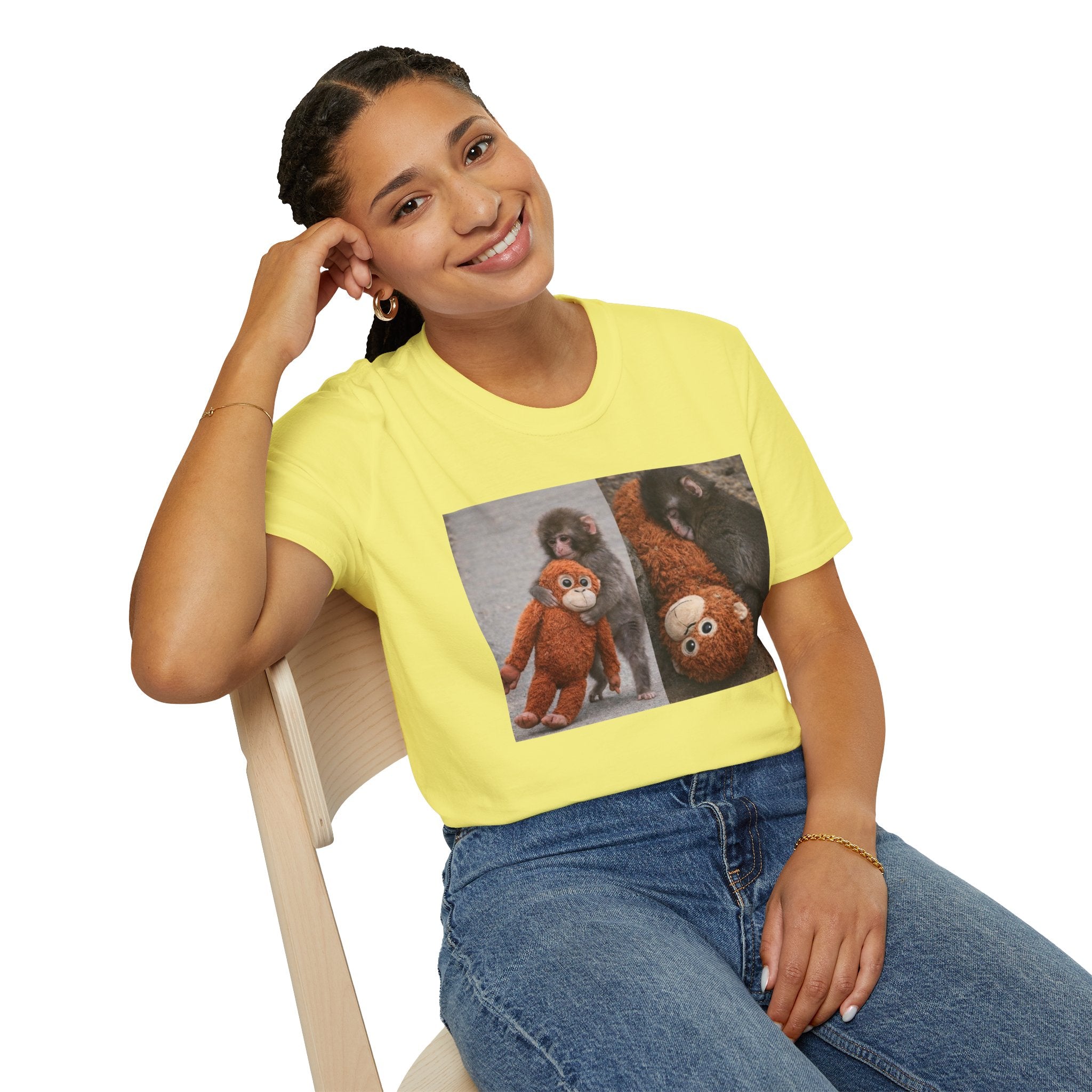 Funny Punch Monkey Viral Animal Tshirt Cute Trendy Unisex Softstyle T-Shirt Gift