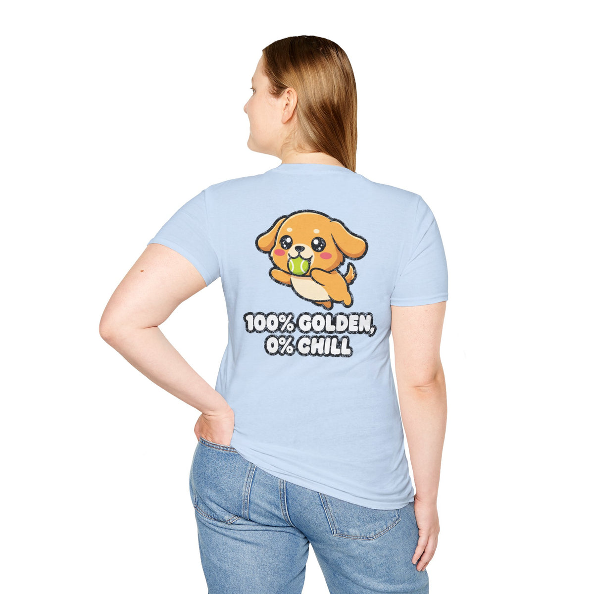 Cute Golden Retriever Shirt 100% Golden, 0% Chill Funny Dog Lover Unisex Softstyle Tee Gift