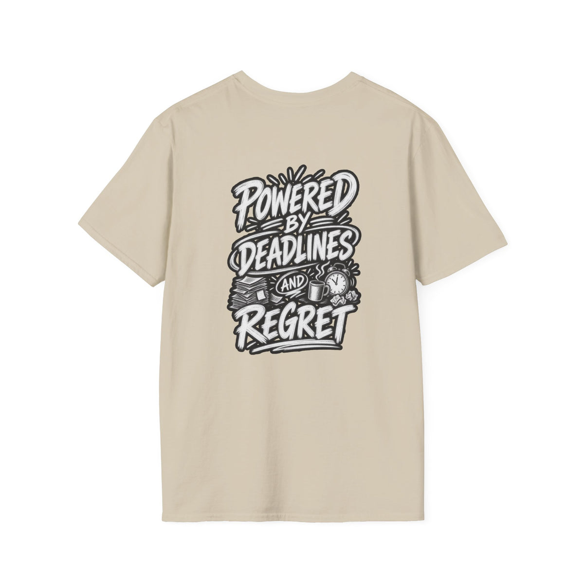 Funny Dark Humor Shirt Powered by Deadlines and Regret Funny Office Tee Unique Coworker Gift