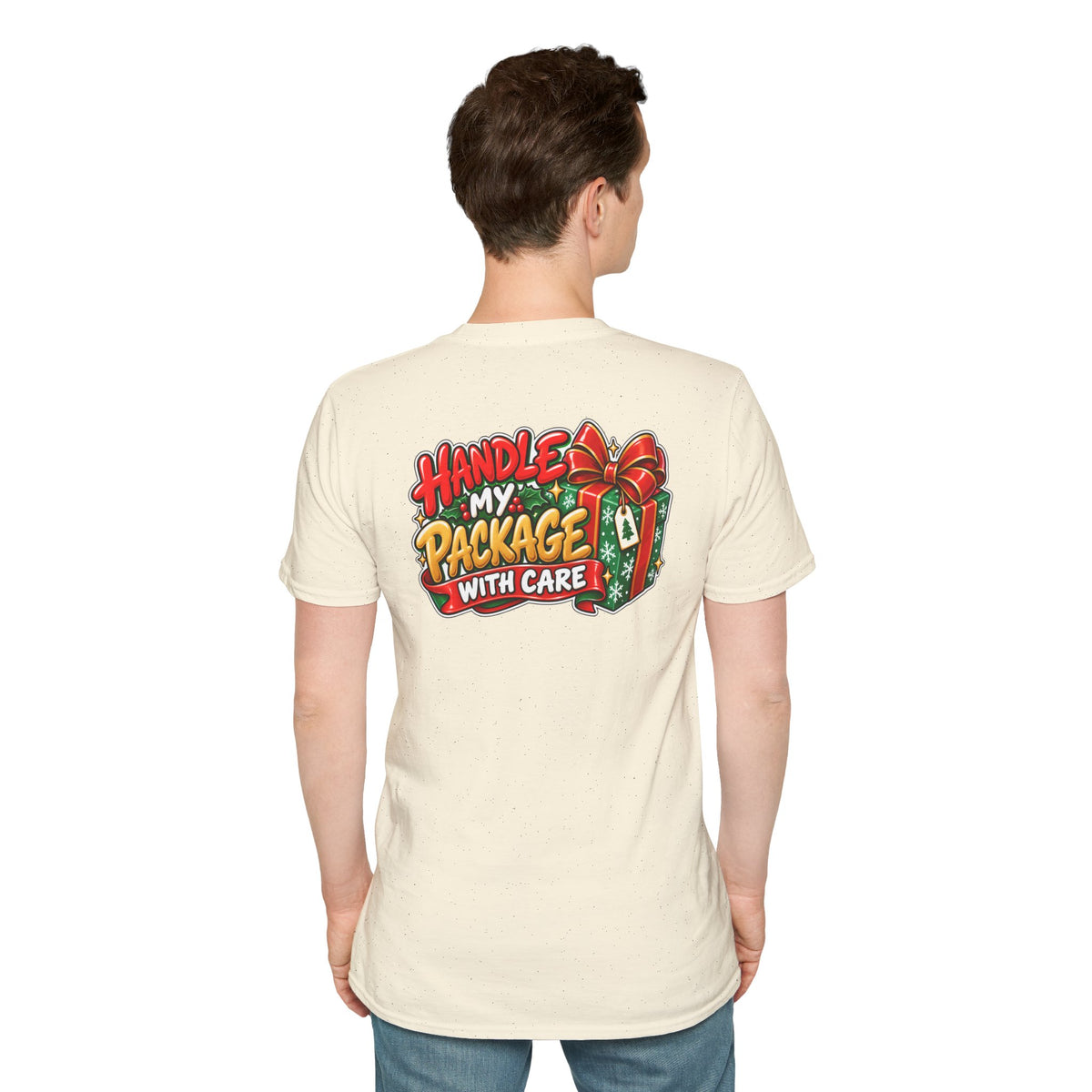 Funny Christmas Pun Tee Cheeky Holiday Shirt Dark Humor Funny Shirt HANDLE MY PACKAGE WITH CARE T-Shirt Unique Gift