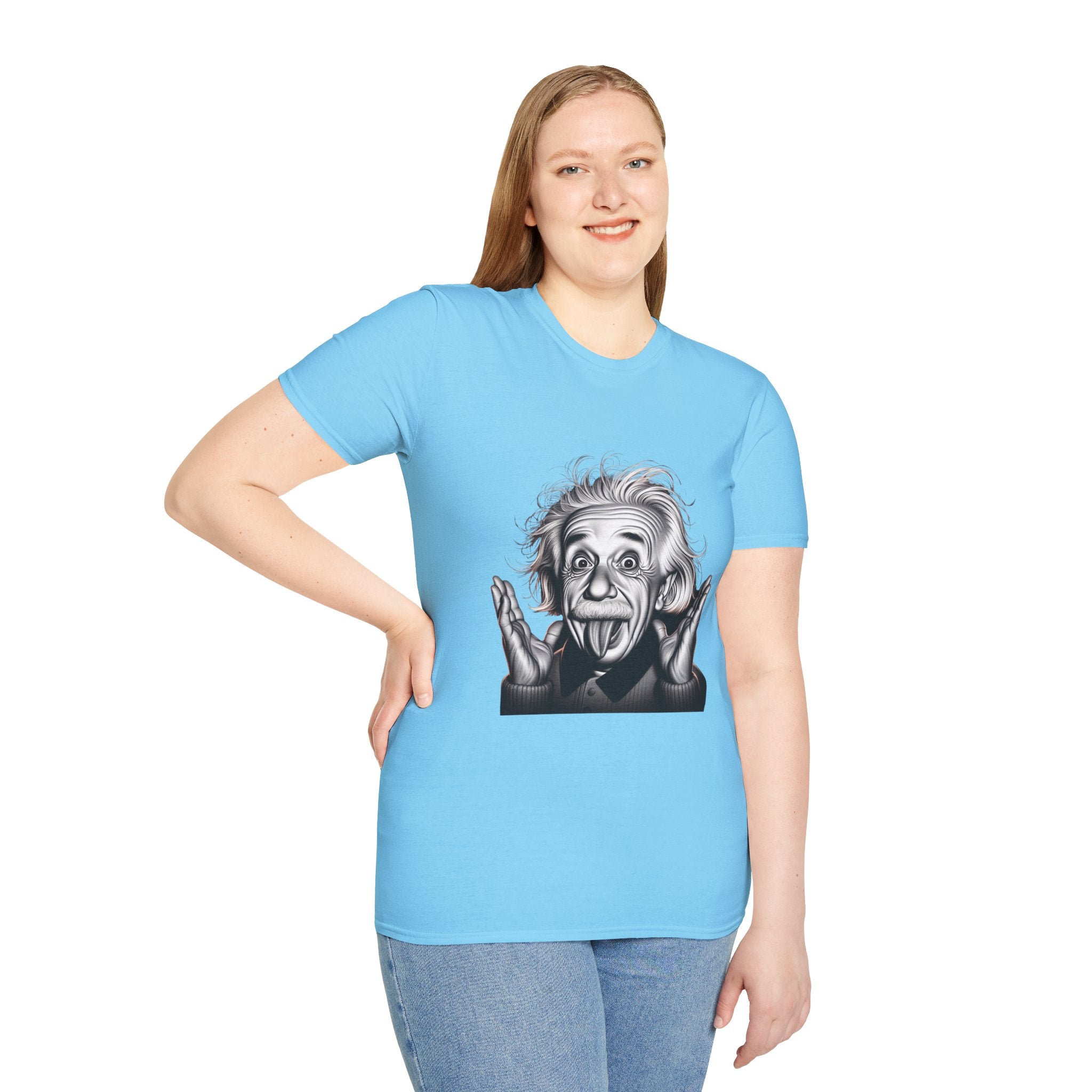 Funny Albert Einstein Print T-Shirt Unisex Softstyle T-Shirt Cotton Unique Gift
