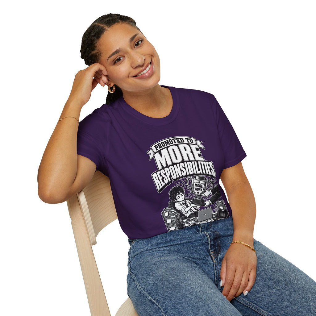 Funny Dark Humor Tshirt — Funny Office Tshirt Dark Humor Graphic Tee Unique Coworker Gift PROMOTED TO MORE RESPONSIBILITIES Shirt