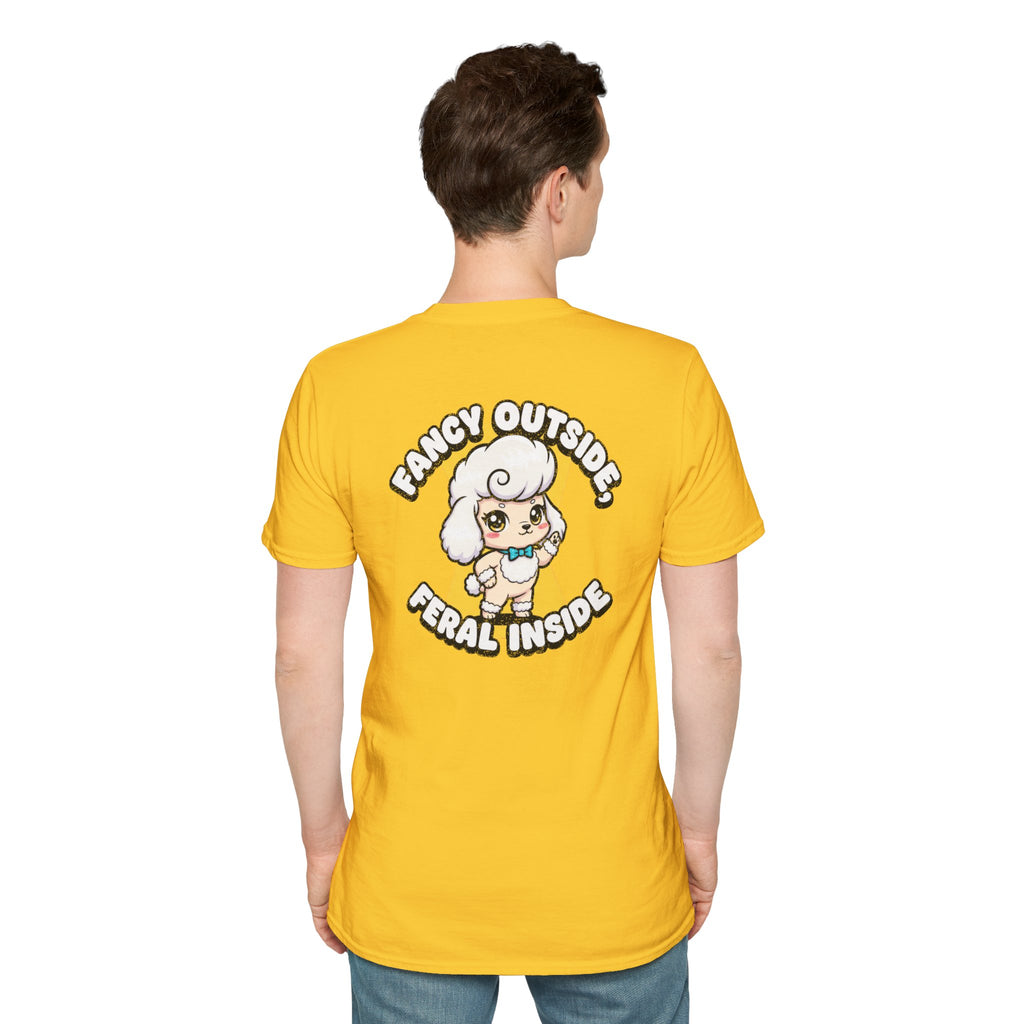 Cute Poodle Shirt Fancy Outside, Feral Inside Funny Dog Lover Unisex Softstyle Tee Gift