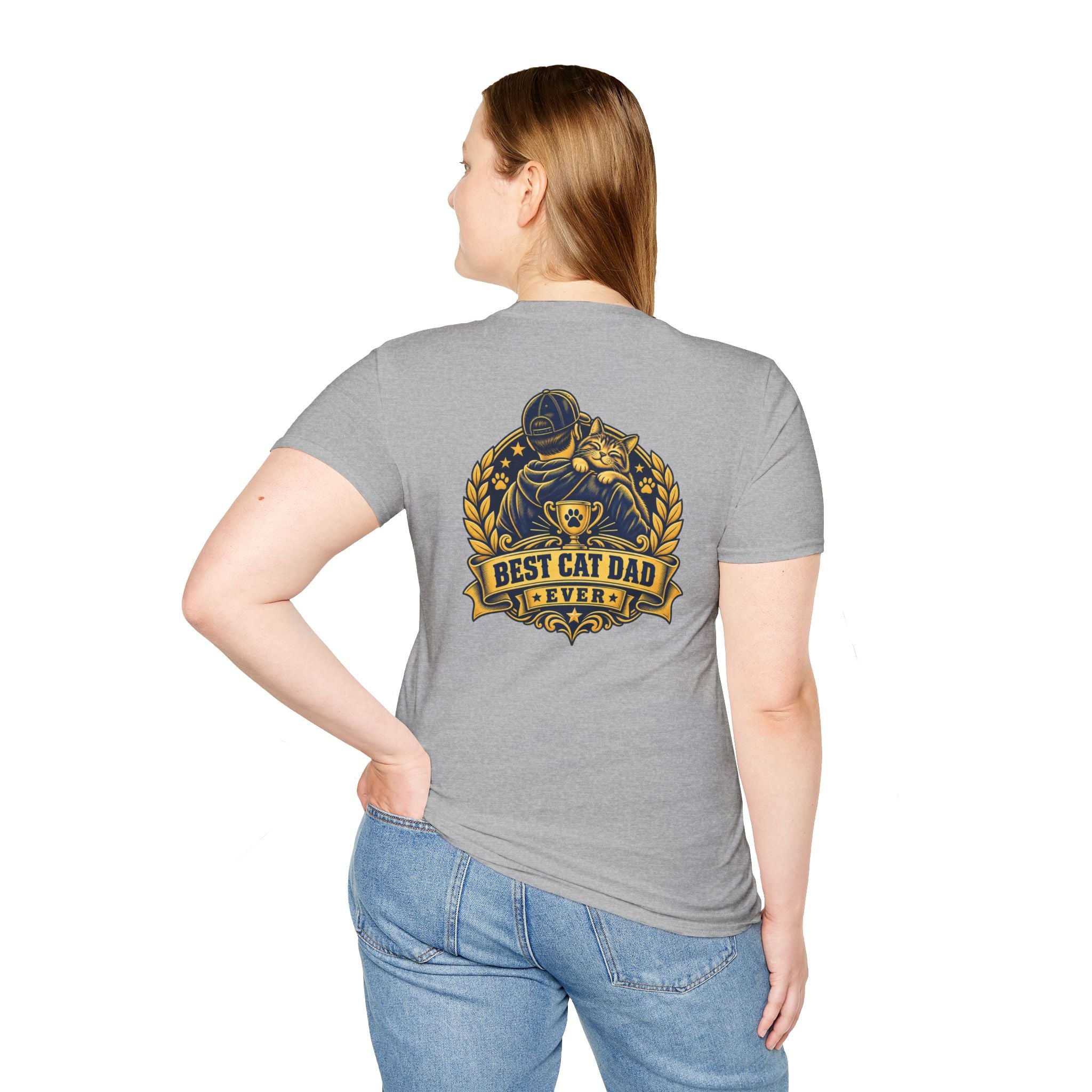 Best Cat Dad Ever Shirt Vintage Trophy Badge Cat Lover Graphic Tee Dark Humor Tee Unique Gift Funny Tshirt