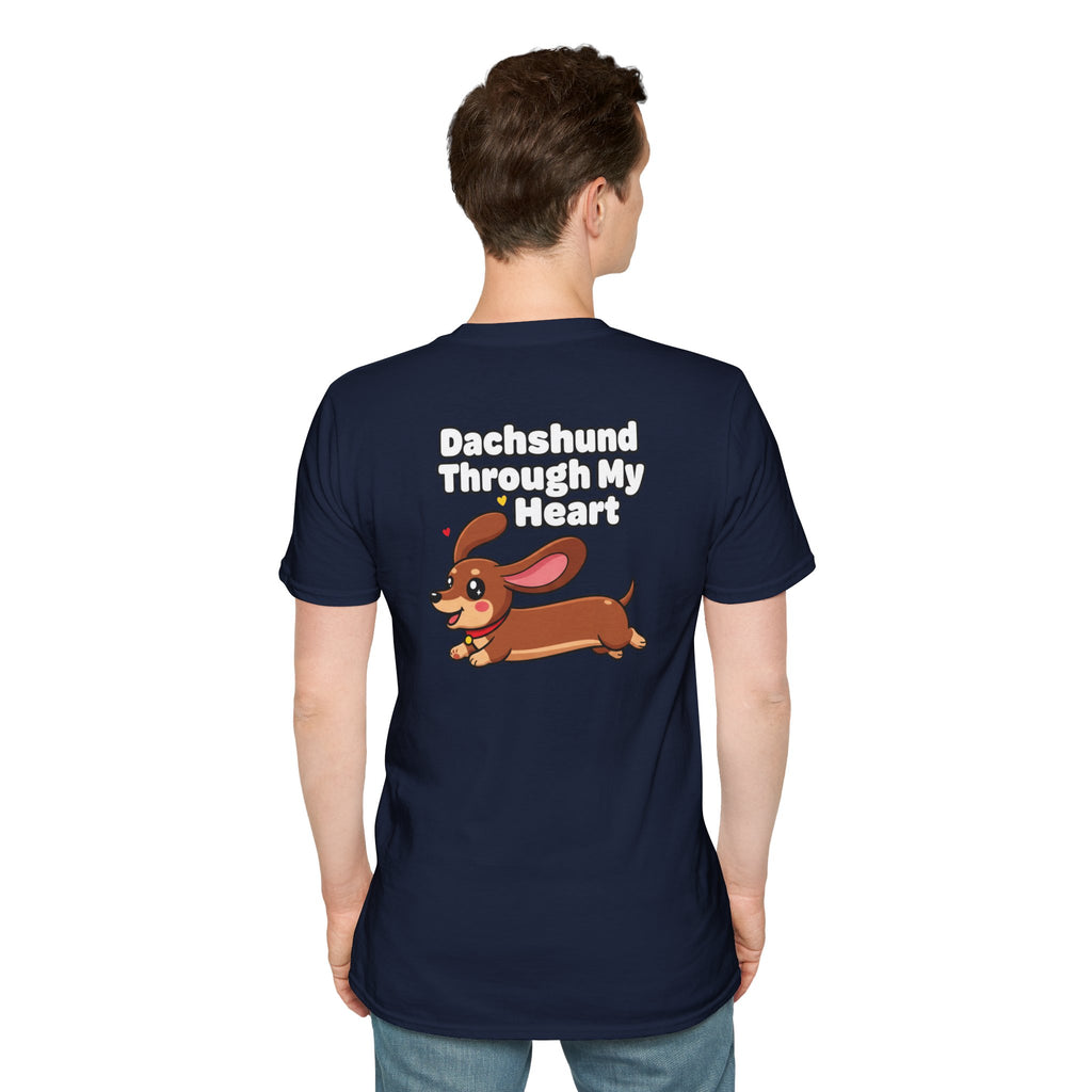 Cute Dachshund Shirt Dachshund Through My Heart Funny Dog Lover Unisex Softstyle Tee Gift