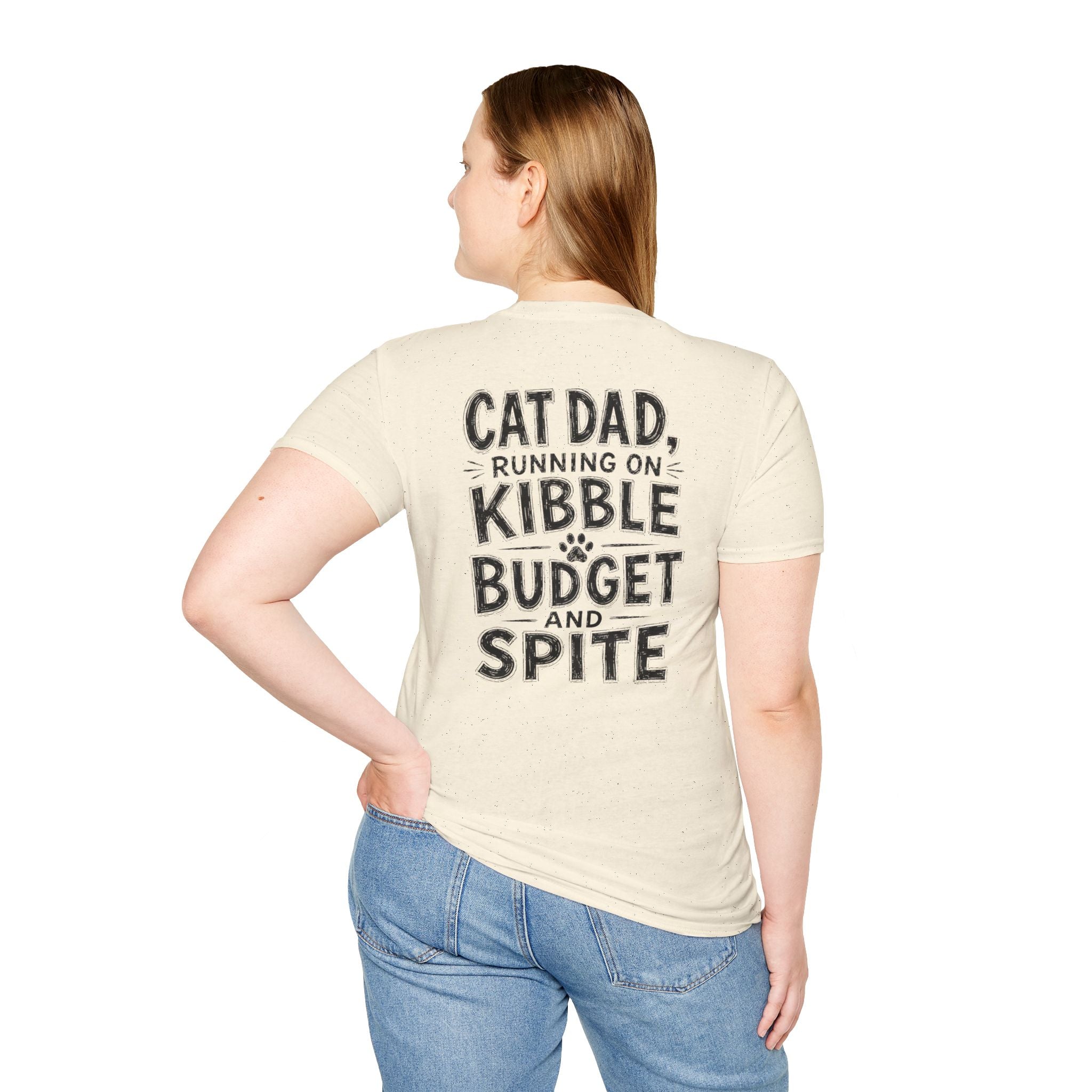 Cat Dad Shirt Running on Kibble Budget and Spite Dark Humor Tee Unique Gift Funny Tshirt