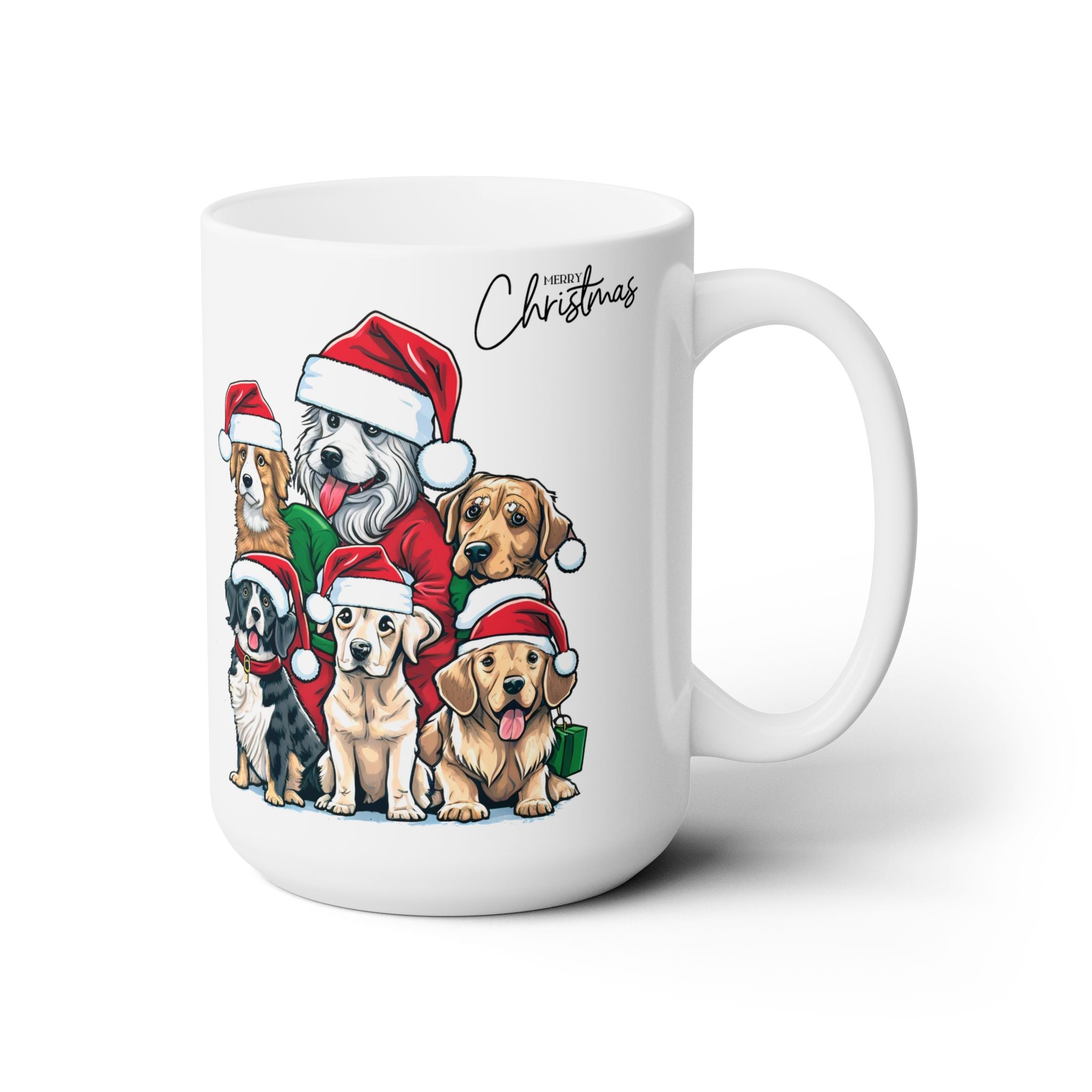 Christmas Mug Dogs Unique Best Gift White Ceramic Mug Merry Christmas Cup 15oz
