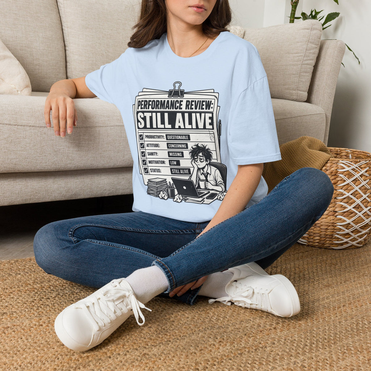 Funny Dark Humor Tshirt — Funny Office Tshirt Dark Humor Graphic Tee Unique Coworker Gift STILL ALIVE Shirt