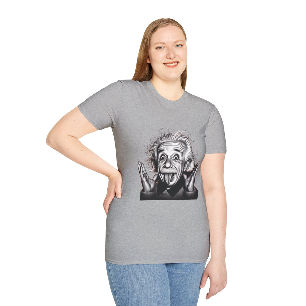 Funny Albert Einstein Print T-Shirt Unisex Softstyle T-Shirt Cotton Unique Gift