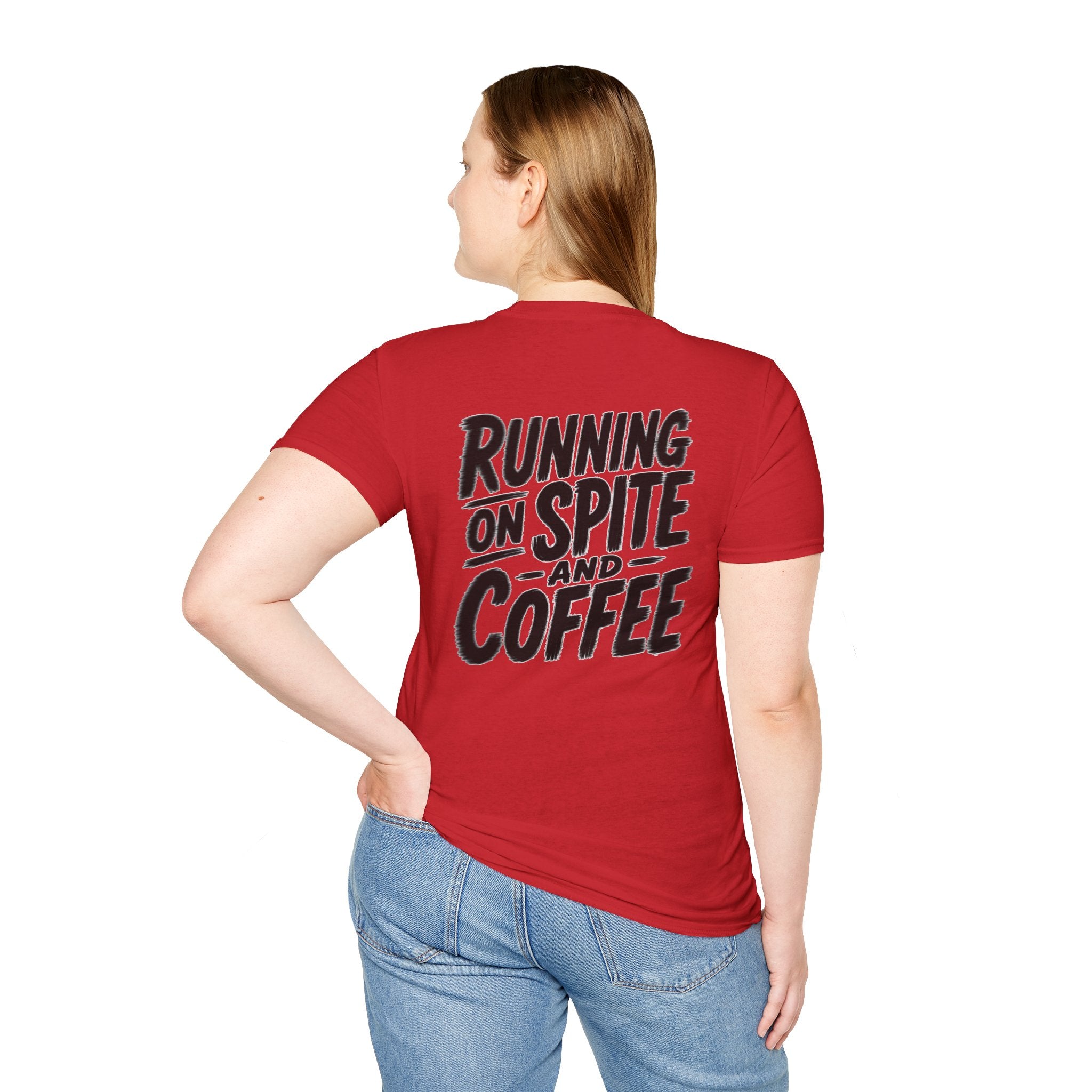 Funny Dark Humor Tshirt Running on Spite and Coffee Shirt — Dark Humor Coffee Lover Graphic Tee