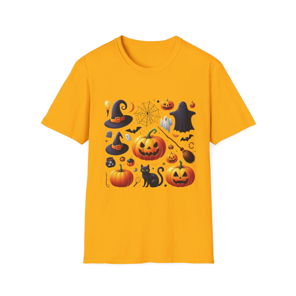 Halloween Pumpkin Face Funny Scary Mens Cotton T-Shirt Tee Top Unisex Women Gift