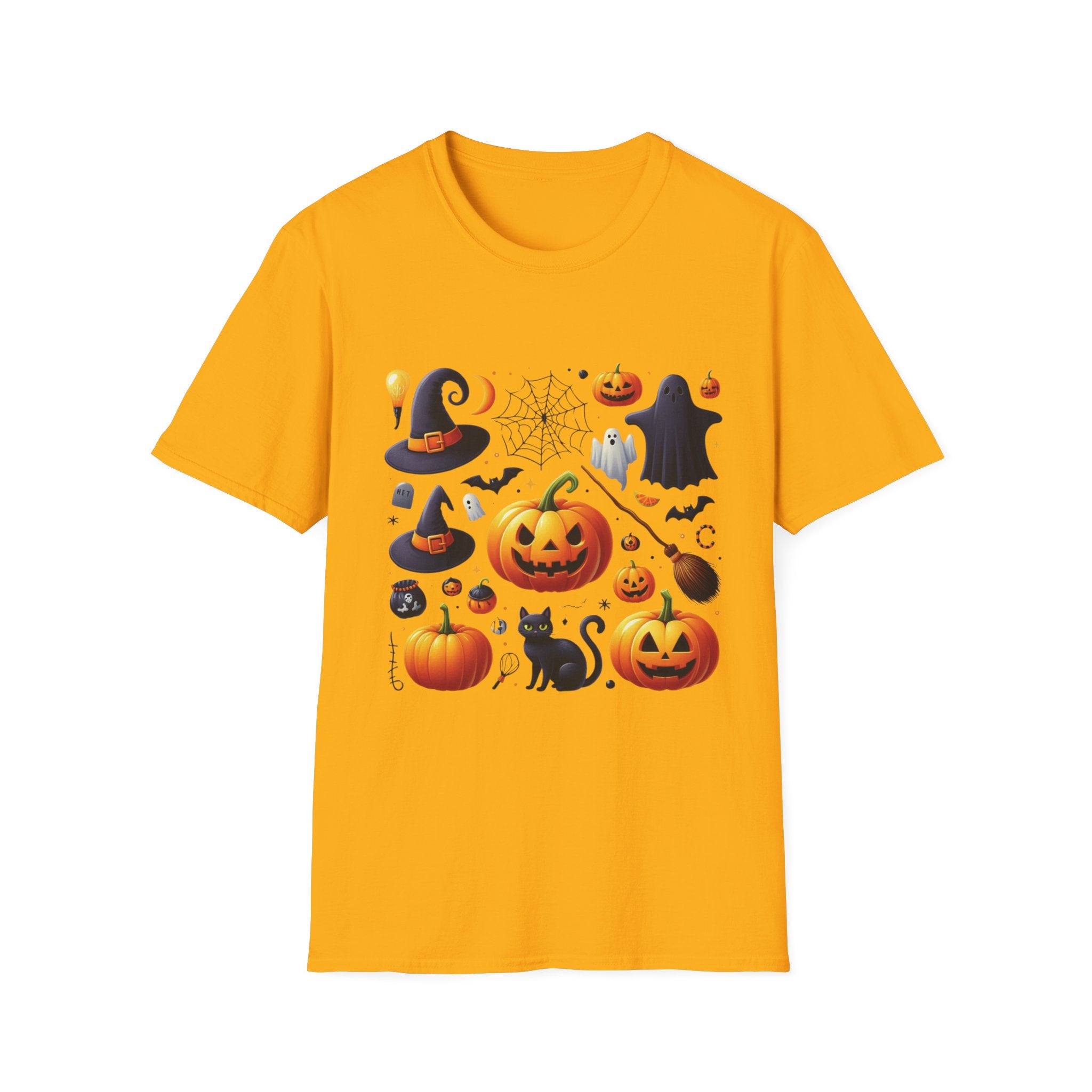 Halloween Pumpkin Face Funny Scary Mens Cotton T-Shirt Tee Top Unisex Women Gift