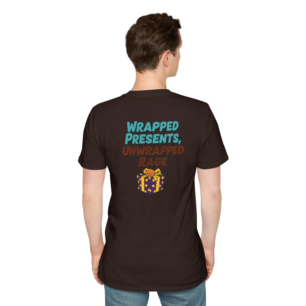 Dark Humor Christmas Shirt Wrapped Presents Unwrapped Rage Funny Sarcastic Unisex Softstyle Tee Adult Christmas Gift