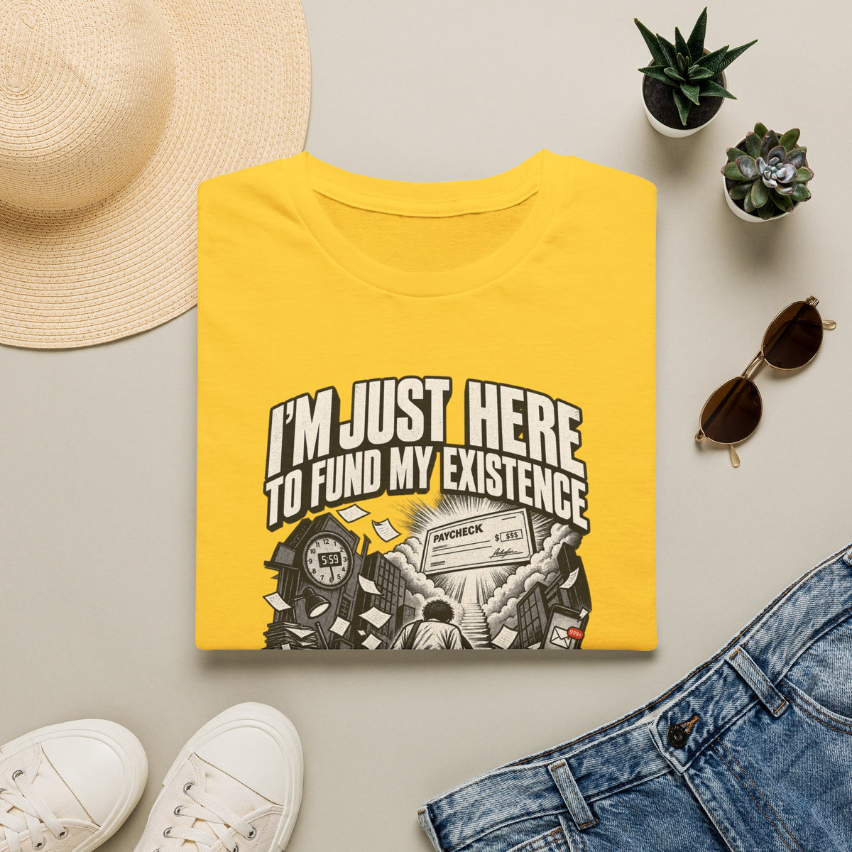 Funny Dark Humor Tshirt — Funny Office Tshirt Dark Humor Graphic Tee Unique Coworker Gift I'M JUST HERE TO FUND MY EXISTENCE Shirt