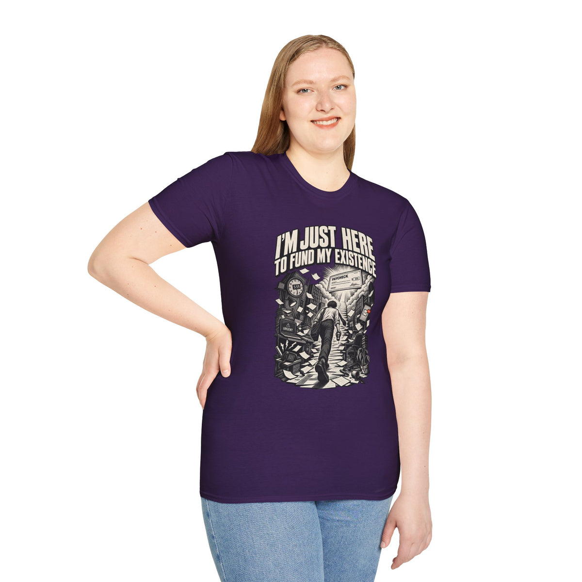 Funny Dark Humor Tshirt — Funny Office Tshirt Dark Humor Graphic Tee Unique Coworker Gift I'M JUST HERE TO FUND MY EXISTENCE Shirt