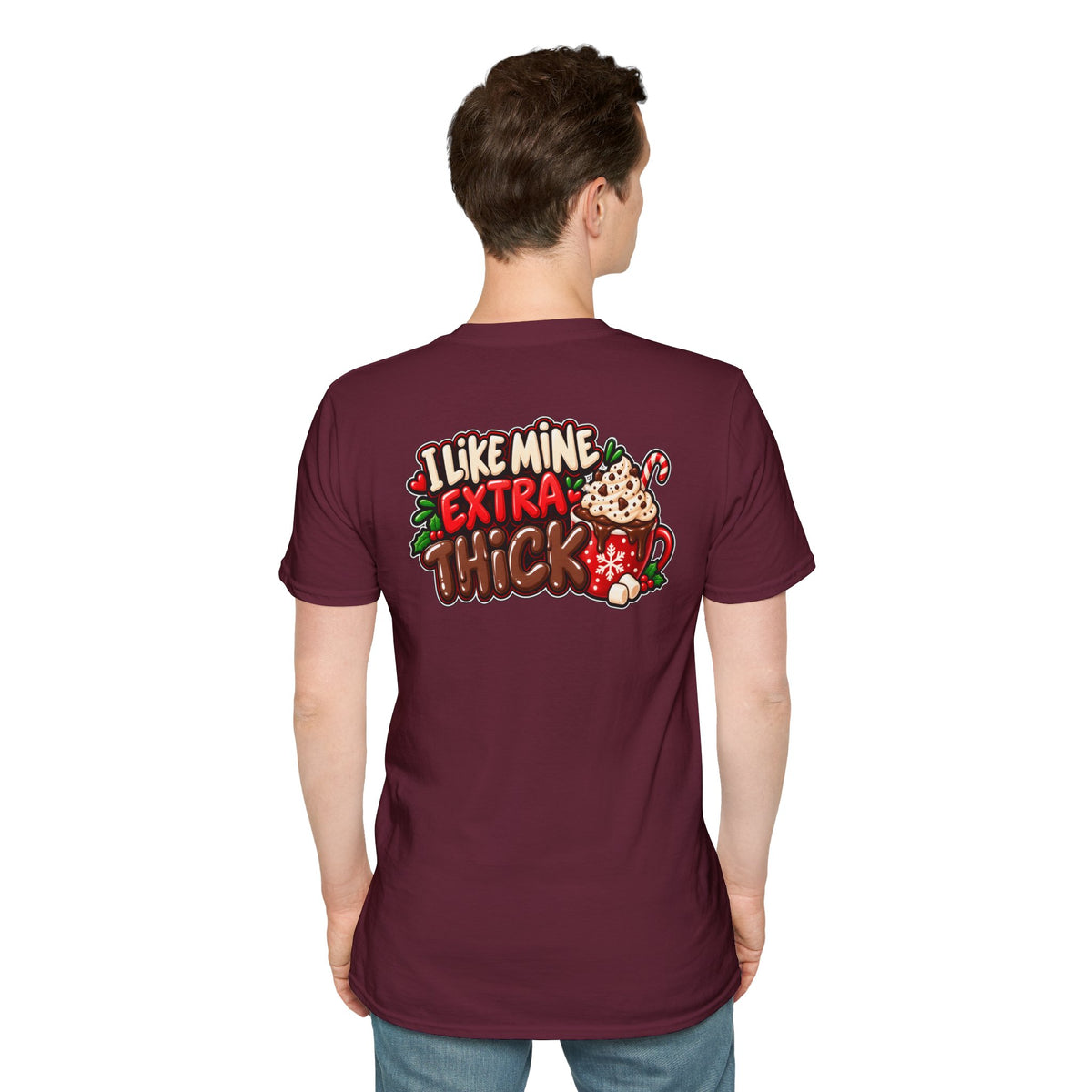 Funny Christmas Pun Tee Cheeky Holiday Shirt Dark Humor Funny Shirt I LIKE MINE EXTRA THICK T-Shirt Unique Gift