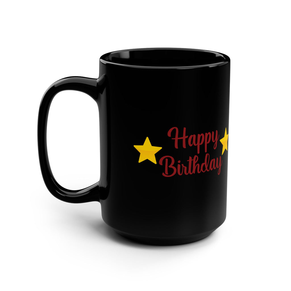 Happy Birthday Gift Black Ceramic Mug Star Great Present Bf Gf Wife Husband 15oz