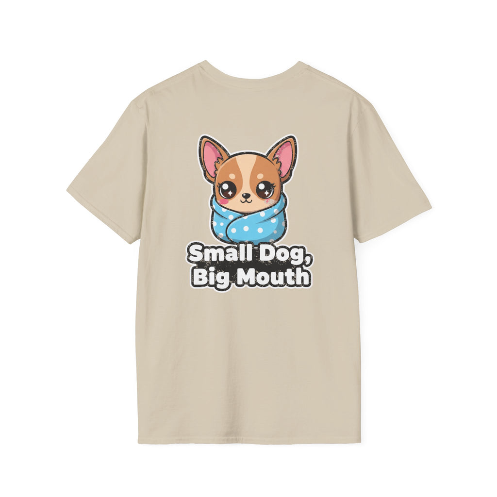 Cute Chihuahua Shirt Small Dog, Big Mouth Funny Dog Lover Unisex Softstyle Tee Gift