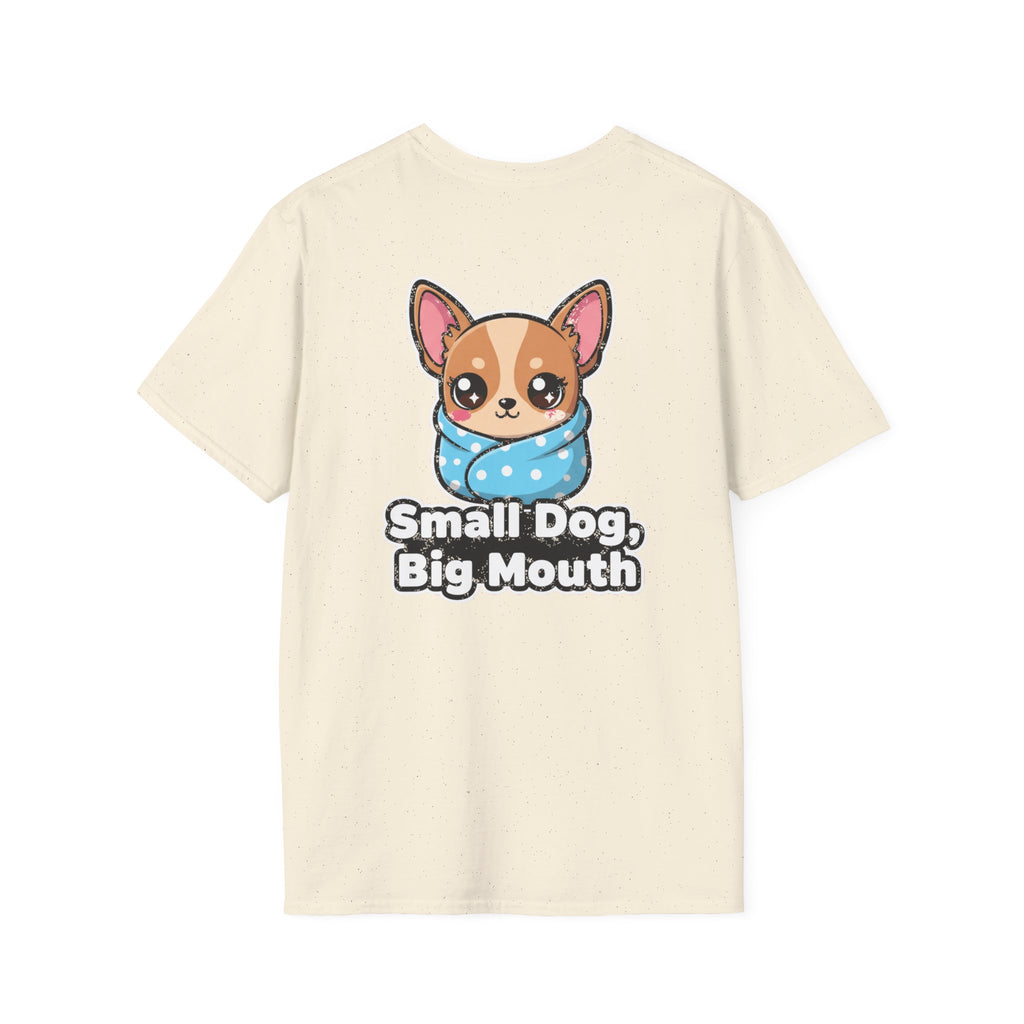 Cute Chihuahua Shirt Small Dog, Big Mouth Funny Dog Lover Unisex Softstyle Tee Gift