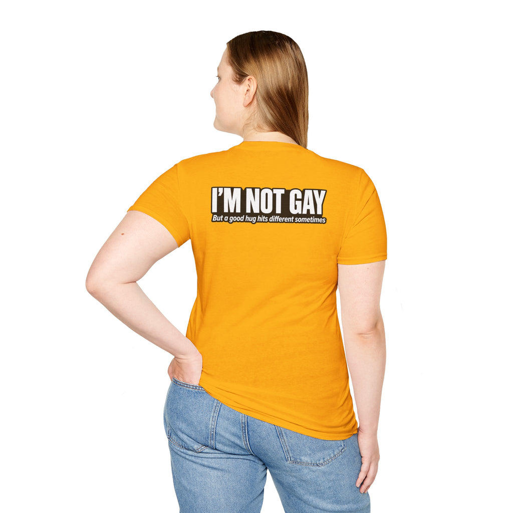 Dark Humor Funny Tshirt I'm not Gay but a Hug huts different Tee Unique Gift Unisex Softsyle Shirt