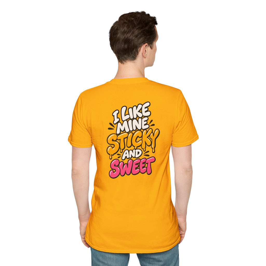 Dark Humor Funny Tshirt I LIKE MINE STICKY AND SWEET Tee Unique Gift