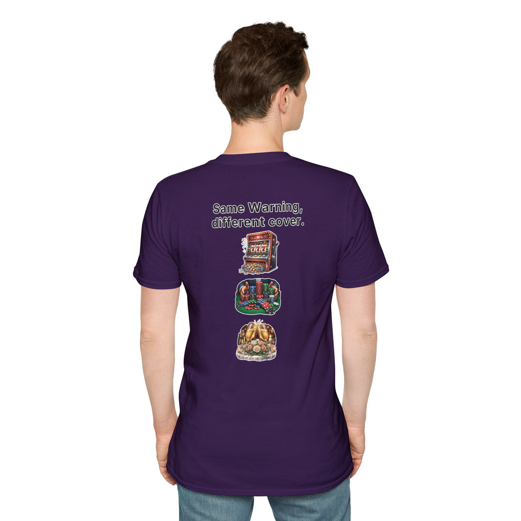 Funny Marriage T-Shirt Same Warning Different Cover Casino Gambling Wedding Humor Shirt Groom Bachelor Party Tee