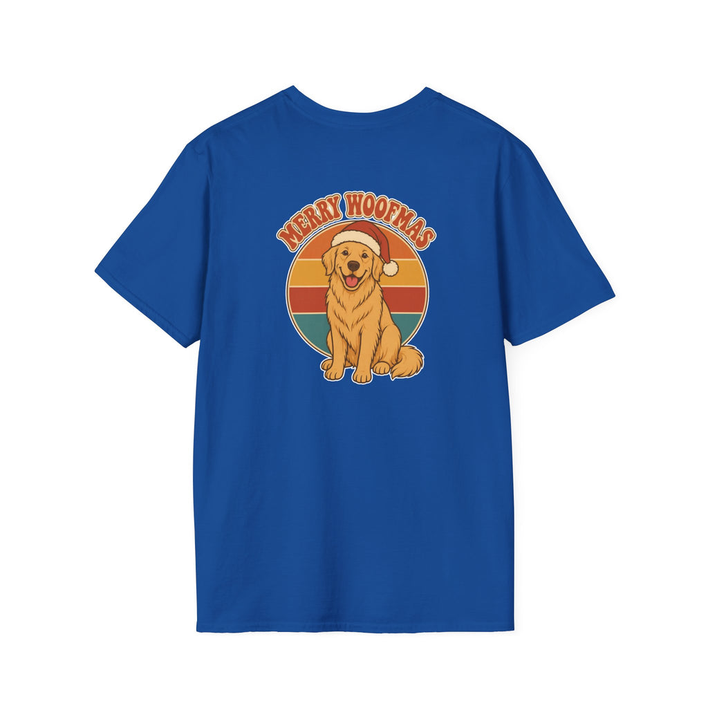 Retro Christmas Dog T-Shirt Merry Woofmas Vintage Dog Lover Shirt Unisex Softstyle Tee Christmas Gift