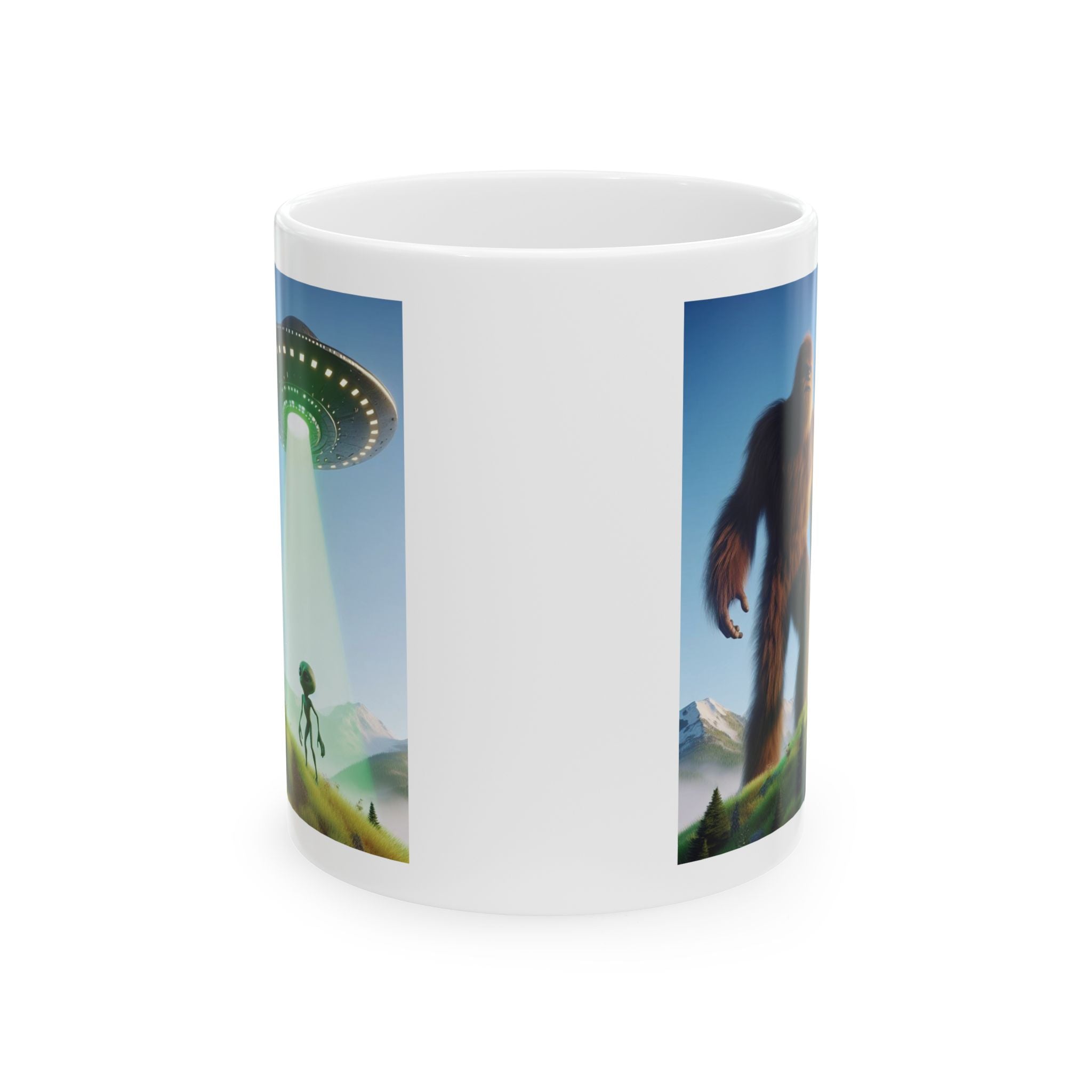Funny Coffee Cup Bigfoot Alien Mug 11 oz Sasquatch Gift Kids Cute Ceramic Mug