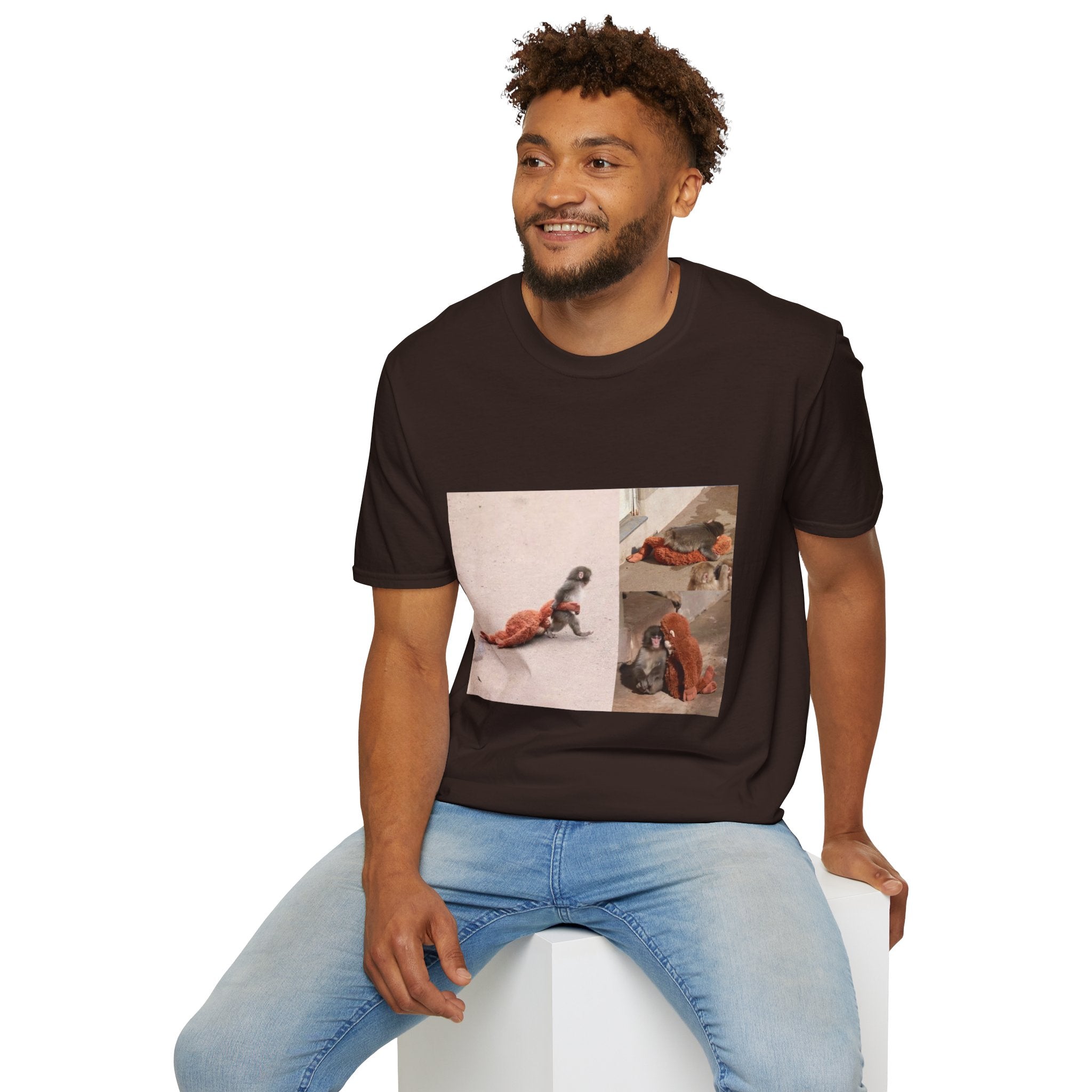 Funny Punch Monkey Viral Animal Tshirt Cute Trendy Unisex Softstyle T-Shirt Gift