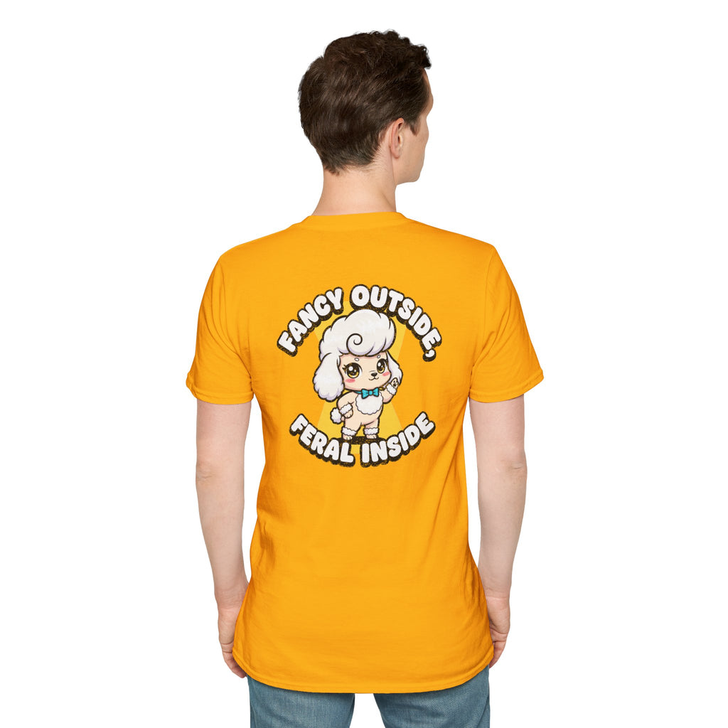Cute Poodle Shirt Fancy Outside, Feral Inside Funny Dog Lover Unisex Softstyle Tee Gift
