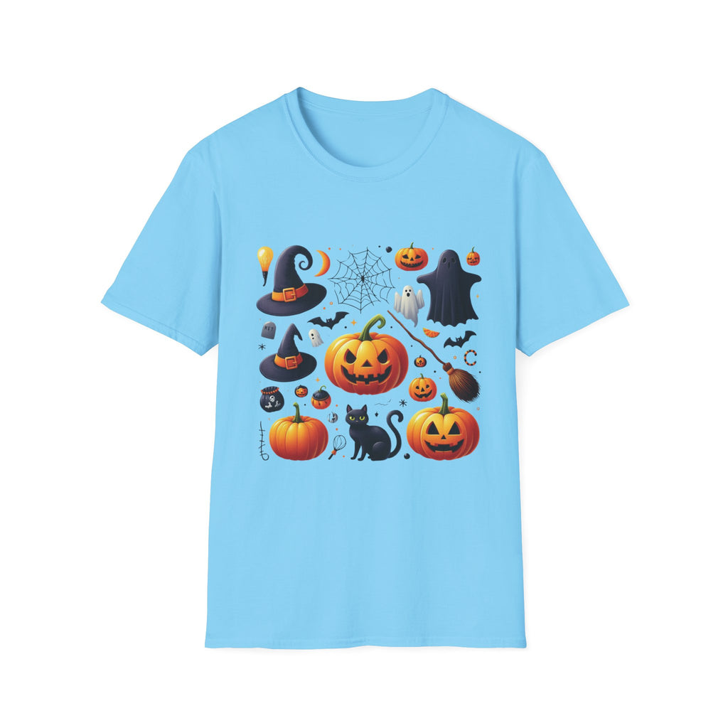 Halloween Pumpkin Face Funny Scary Mens Cotton T-Shirt Tee Top Unisex Women Gift