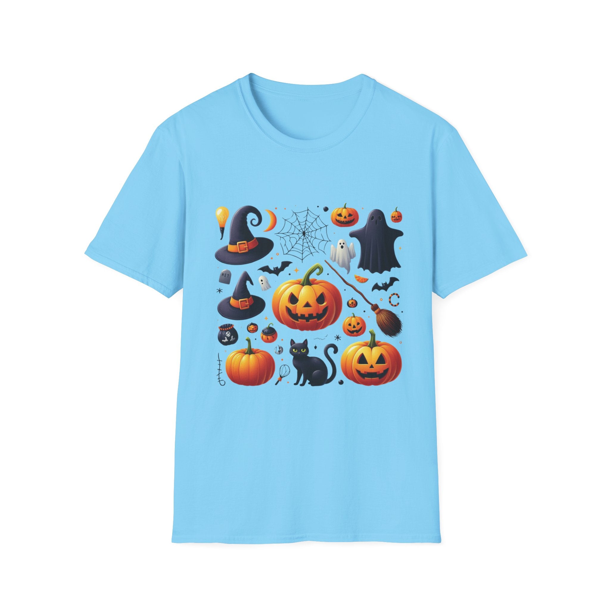 Halloween Pumpkin Face Funny Scary Mens Cotton T-Shirt Tee Top Unisex Women Gift