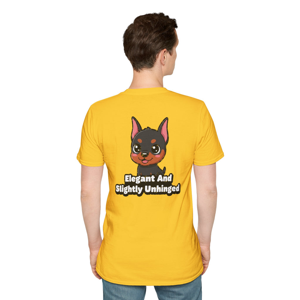 Cute Doberman Shirt Elegant And Slightly Unhinged Funny Dog Lover Unisex Softstyle Tee Gift