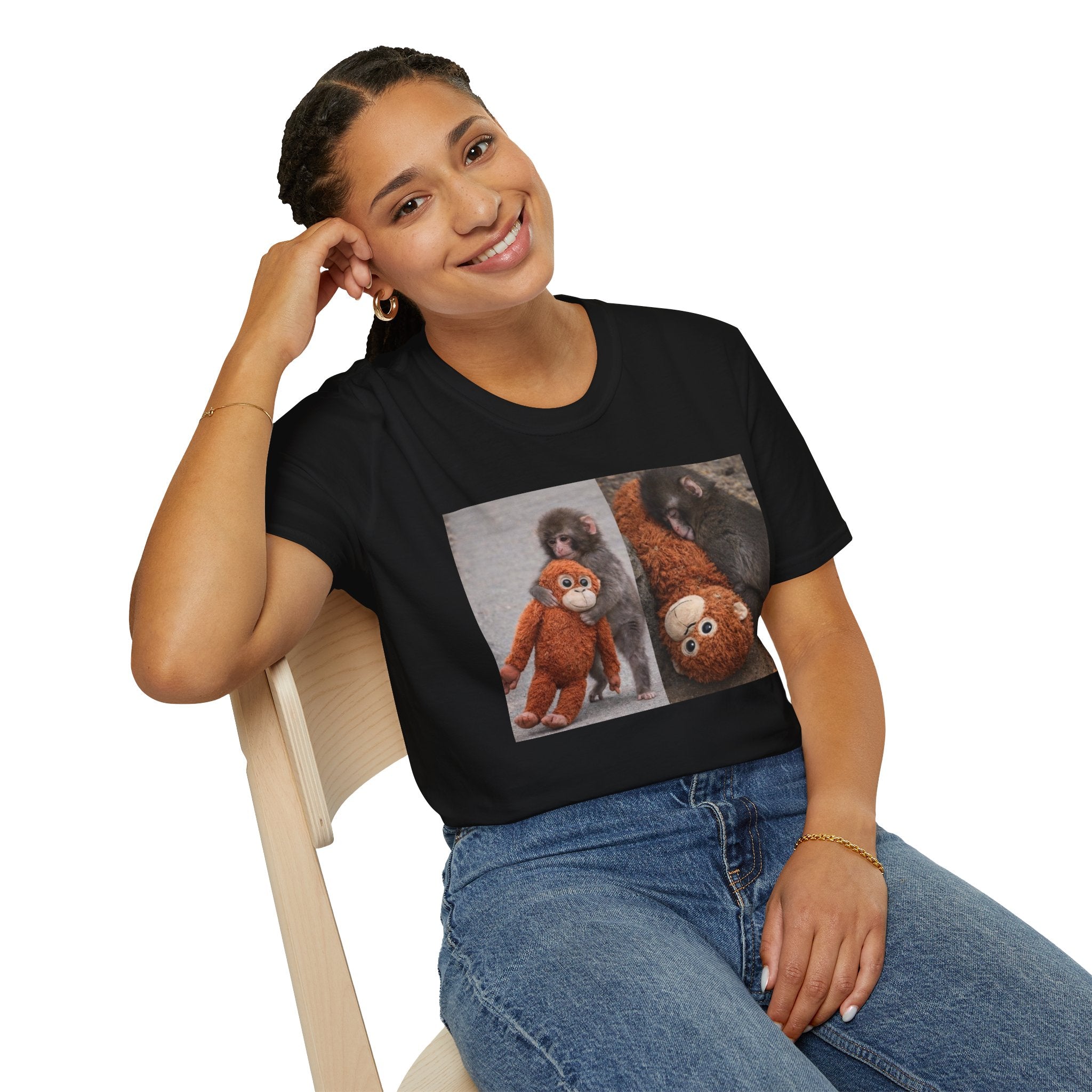 Funny Punch Monkey Viral Animal Tshirt Cute Trendy Unisex Softstyle T-Shirt Gift