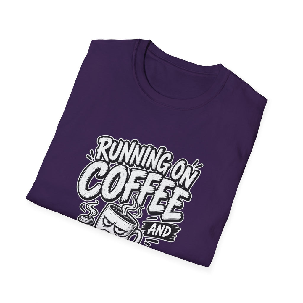 Funny Dark Humor Tshirt — Funny Office Tshirt Dark Humor Graphic Tee Unique Coworker Gift  RUNNING ON COFFEE AND PASSIVE AGGRESSION Shirt