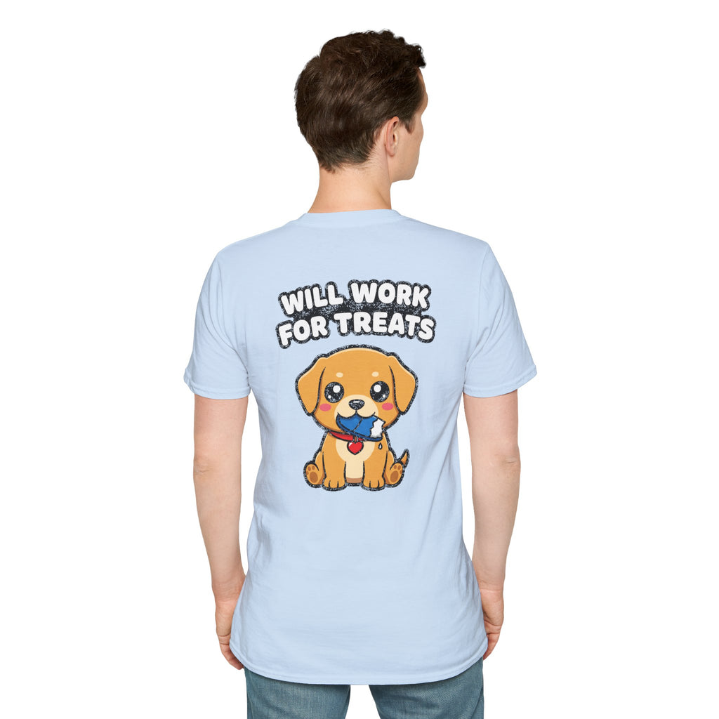 Cute Labrador Shirt Will Work For Treats Funny Dog Lover Unisex Softstyle Tee Gift