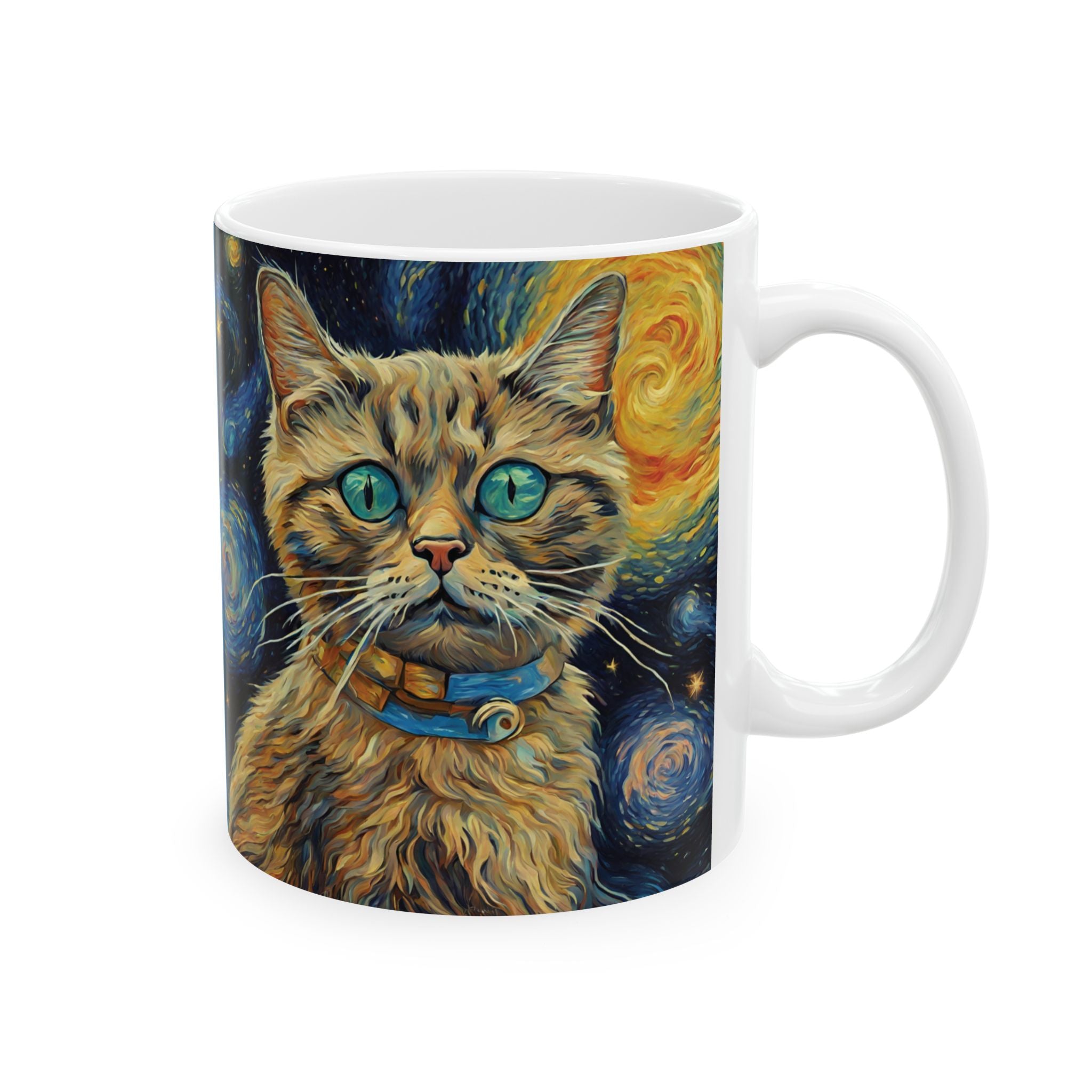 Cat For Mom Lover Van Gogh Art Funny Coffee Tea Ceramic Mug Office Work Cup Gift