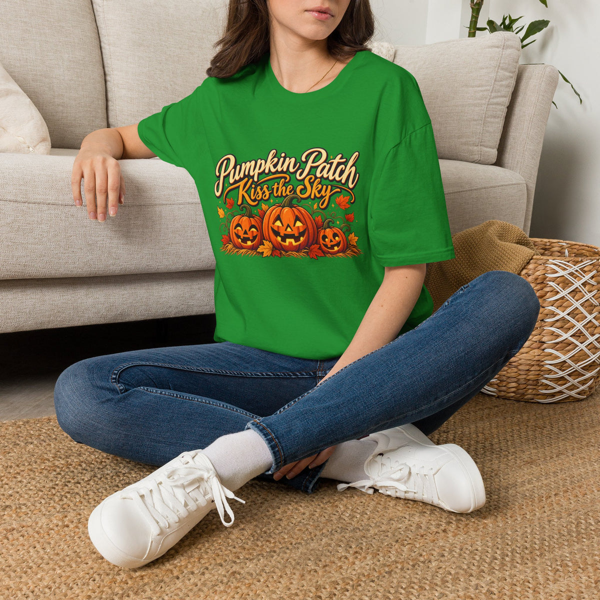 Pumpkin Patch Kiss the Sky Shirt | Cute Fall Jack-O'-Lantern Graphic Tee | Womens Halloween T-Shirt