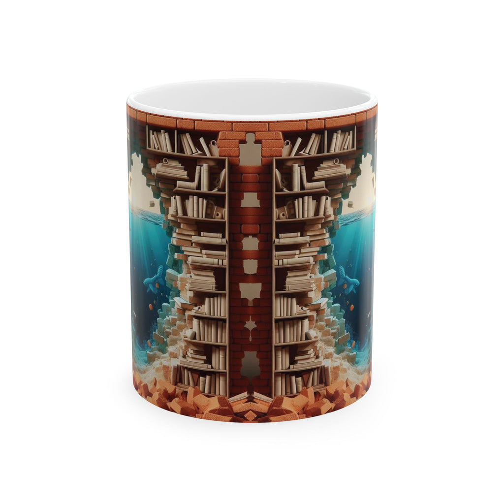 3D Bookshelf Mug Library Mugs Book Marine Ceramic Mug Tea Cup Unique Office Gift